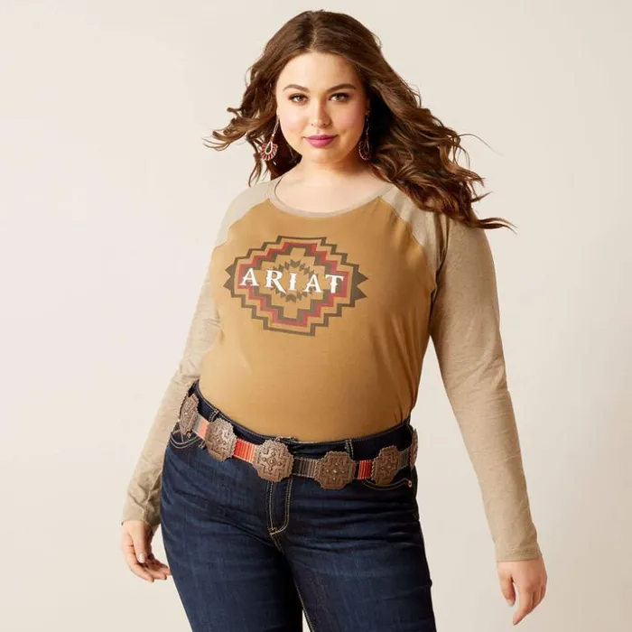 TShirts and Tops Women Ariat Tucson Baseball Tee Petrified Oak TShirts and Tops Women Ariat Tucson Baseball Tee Petrified Oak