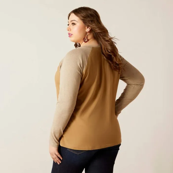 TShirts and Tops Women Ariat Tucson Baseball Tee Petrified Oak TShirts and Tops Women Ariat Tucson Baseball Tee Petrified Oak