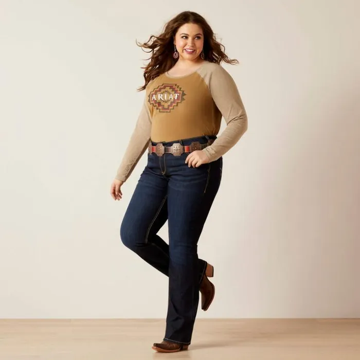 TShirts and Tops Women Ariat Tucson Baseball Tee Petrified Oak TShirts and Tops Women Ariat Tucson Baseball Tee Petrified Oak