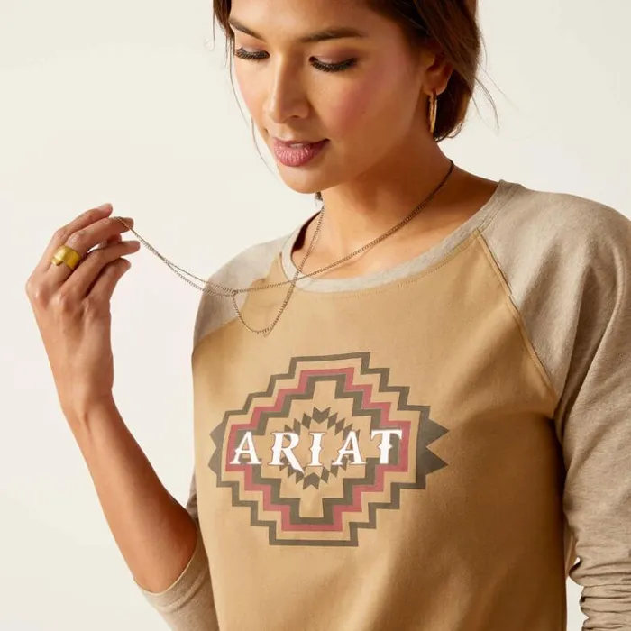 TShirts and Tops Women Ariat Tucson Baseball Tee Petrified Oak TShirts and Tops Women Ariat Tucson Baseball Tee Petrified Oak