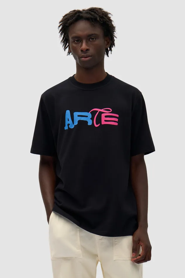 Tshirts Men Arte Antwerp Tshirt logo imprim en duo Noir