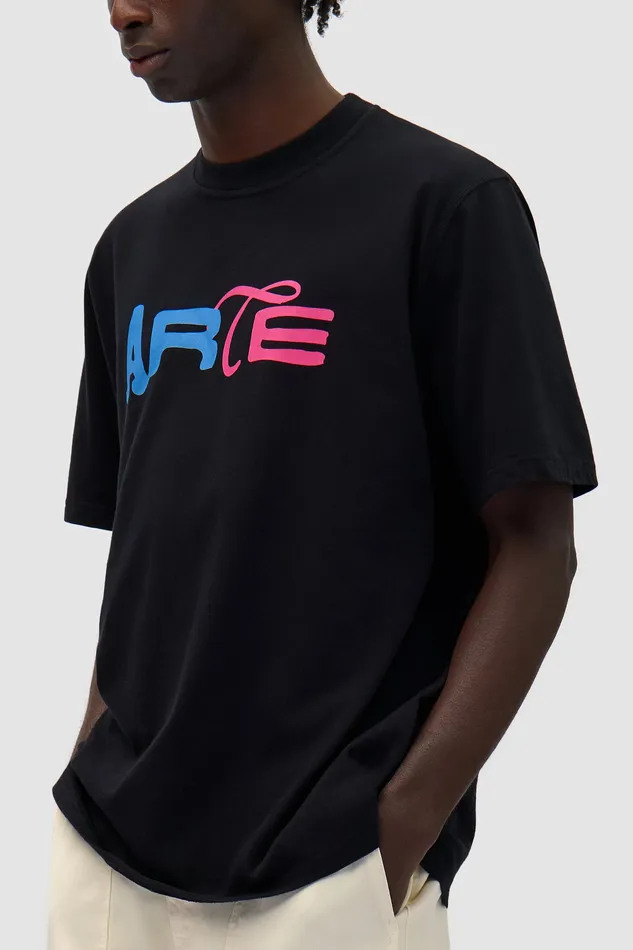 Tshirts Men Arte Antwerp Tshirt logo imprim en duo Noir