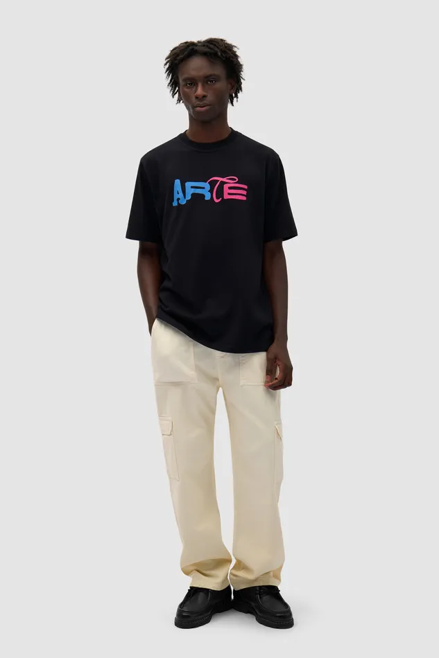 Tshirts Men Arte Antwerp Tshirt logo imprim en duo Noir