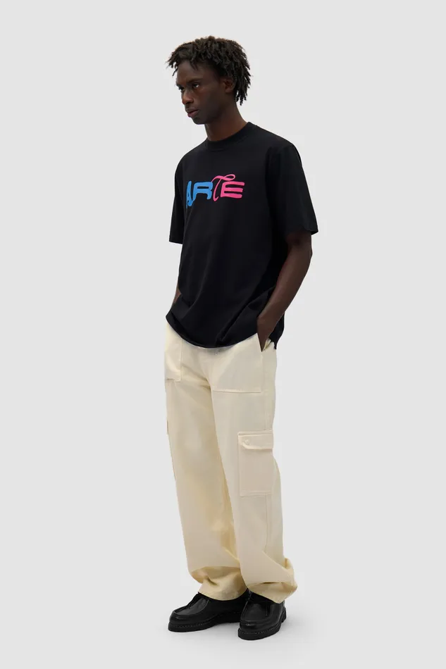 Tshirts Men Arte Antwerp Tshirt logo imprim en duo Noir