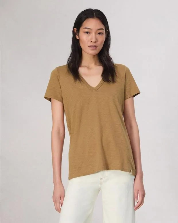TShirts rag and bone Women The Slub VNeck Tee GreystoneKhakiSalute