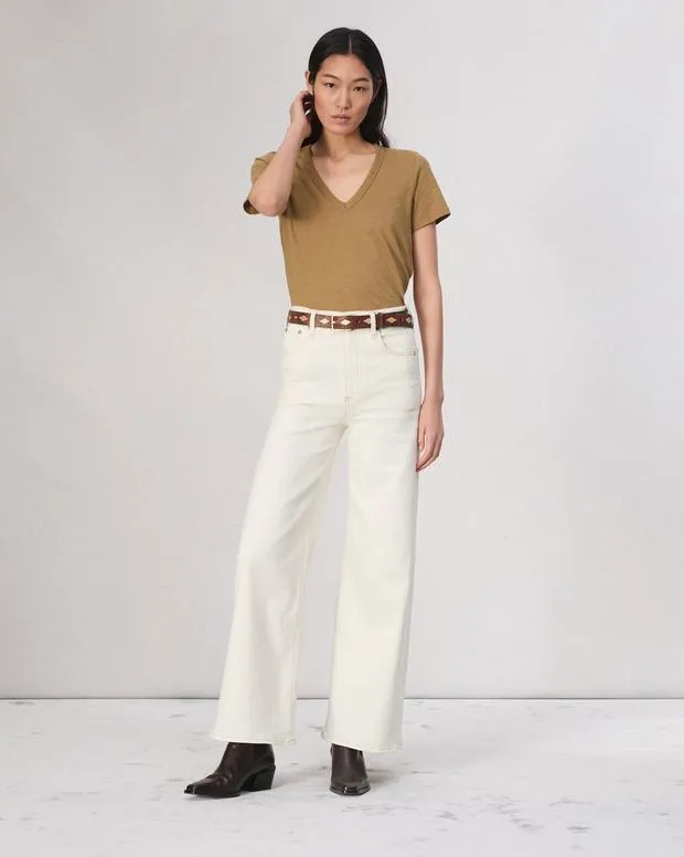 TShirts rag and bone Women The Slub VNeck Tee GreystoneKhakiSalute