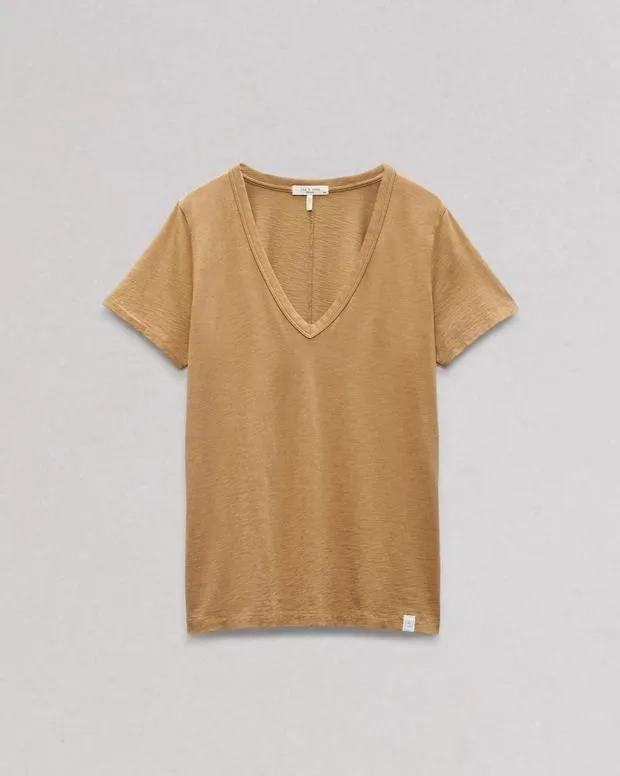 TShirts rag and bone Women The Slub VNeck Tee GreystoneKhakiSalute
