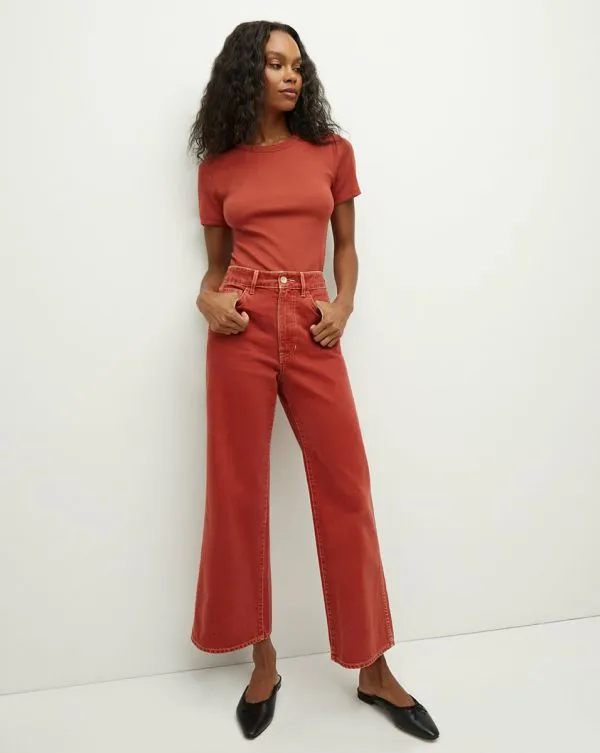 Taylor Cropped WideLeg Jean Brick Red Women Veronica Beard Jeans