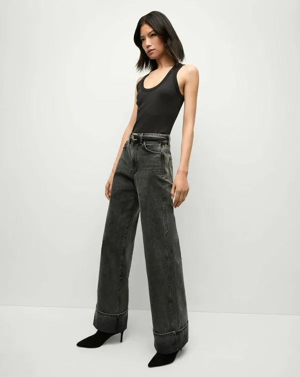 Taylor Cuffed WideLeg Jean Stoned Washed Onyx Women Veronica Beard Jeans Taylor Cuffed WideLeg Jean Stoned Washed Onyx Women Veronica Beard Jeans