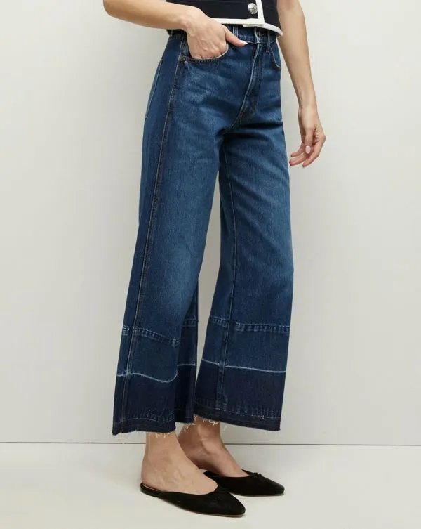 Taylor Released Hem Cropped WideLeg Jean Bright Blue Women Veronica Beard Jeans