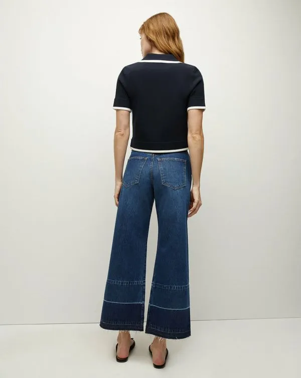 Taylor Released Hem Cropped WideLeg Jean Bright Blue Women Veronica Beard Jeans