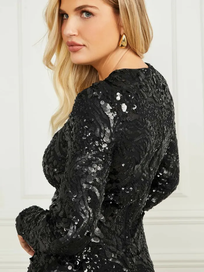 Tera Sequin Dress Jet Black Multi Women Dresses and Jumpsuits GUESS Tera Sequin Dress Jet Black Multi Women Dresses and Jumpsuits GUESS