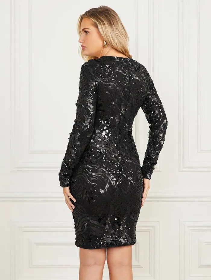 Tera Sequin Dress Jet Black Multi Women Dresses and Jumpsuits GUESS Tera Sequin Dress Jet Black Multi Women Dresses and Jumpsuits GUESS
