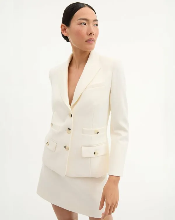 Terre Cropped Dickey Jacket Offwhite Women Veronica Beard Jackets and Outerwear Terre Cropped Dickey Jacket Offwhite Women Veronica Beard Jackets and Outerwear