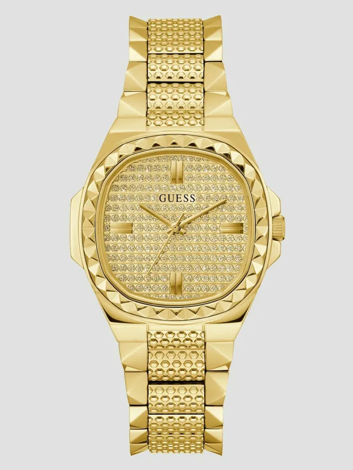 Textured GoldTone Analog Watch Gold Watches GUESS Women