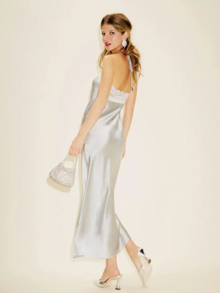 The Reformation Aara Silk Dress Moonlight 8211 ClothingWeddings