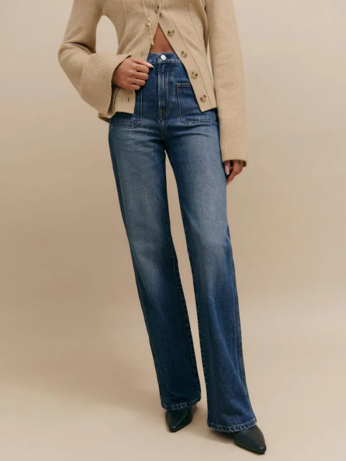 The Reformation Alyssa High Rise Wide Leg Long Jeans Mellusine 8211 Clothing