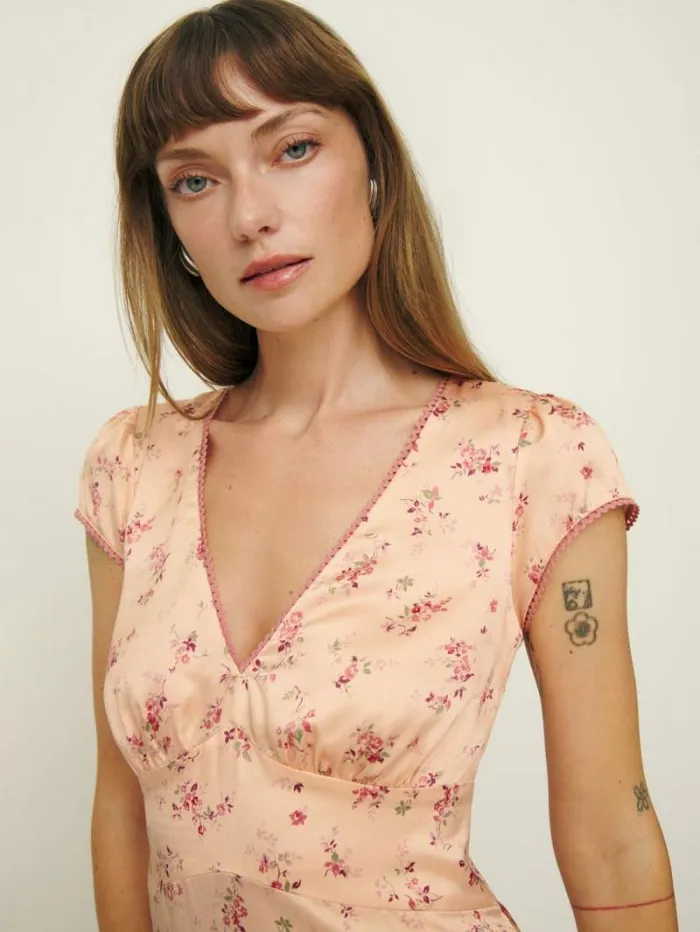 The Reformation Amellia Silk Dress Myrna 8211 Clothing