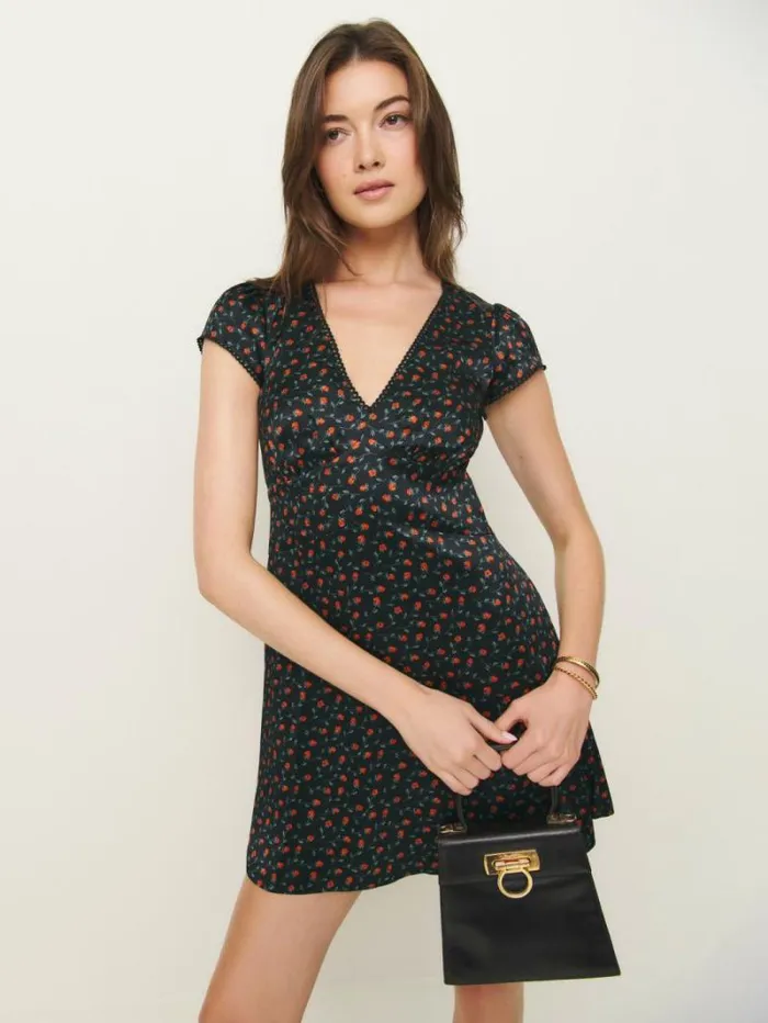 The Reformation Amellia Silk Dress Perla 8211 Clothing