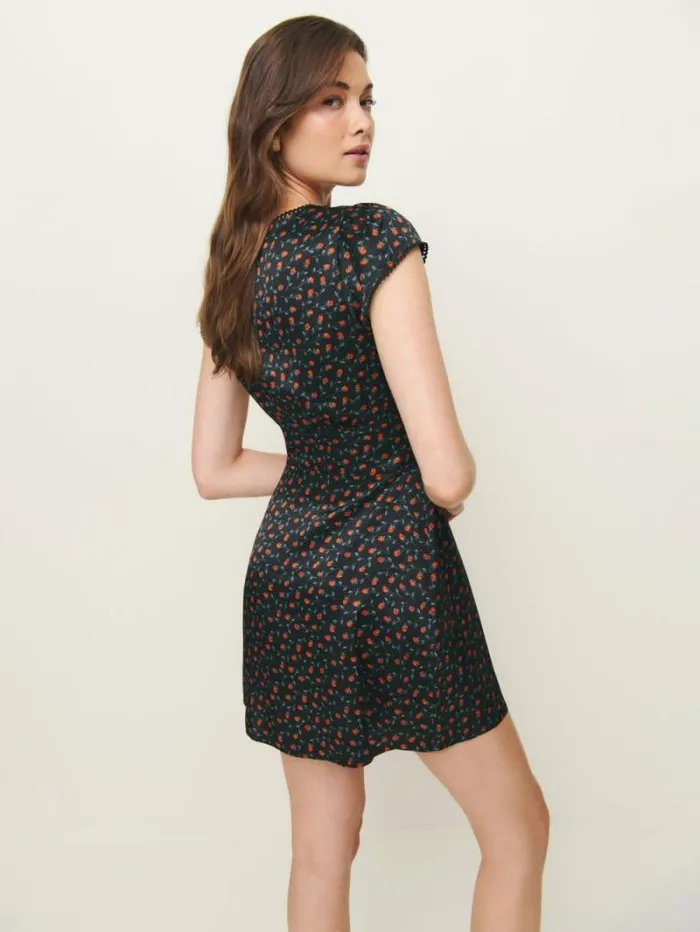 The Reformation Amellia Silk Dress Perla 8211 Clothing