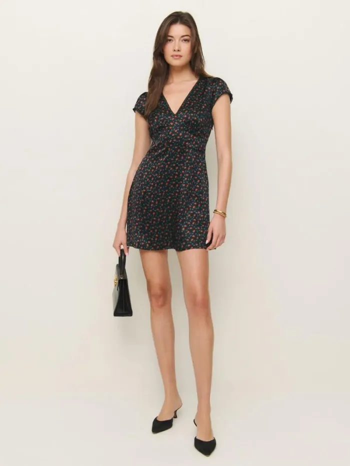 The Reformation Amellia Silk Dress Perla 8211 Clothing