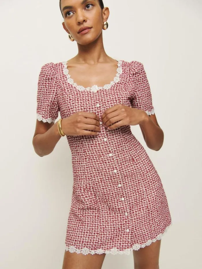 The Reformation Anabella Dress Red Check 8211 Clothing