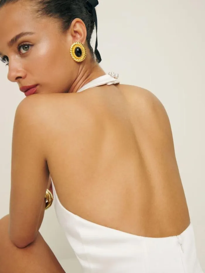 The Reformation Anakin Satin Dress Ivory 8211 ClothingWeddings