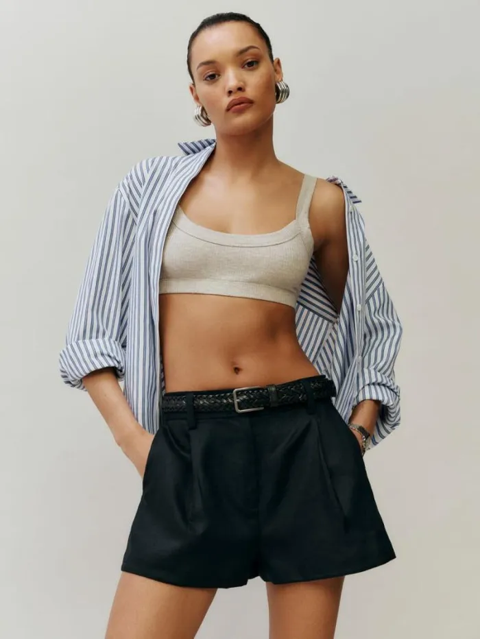 The Reformation Andy Oversized Shirt Baby Blue Stripe 8211 Clothing
