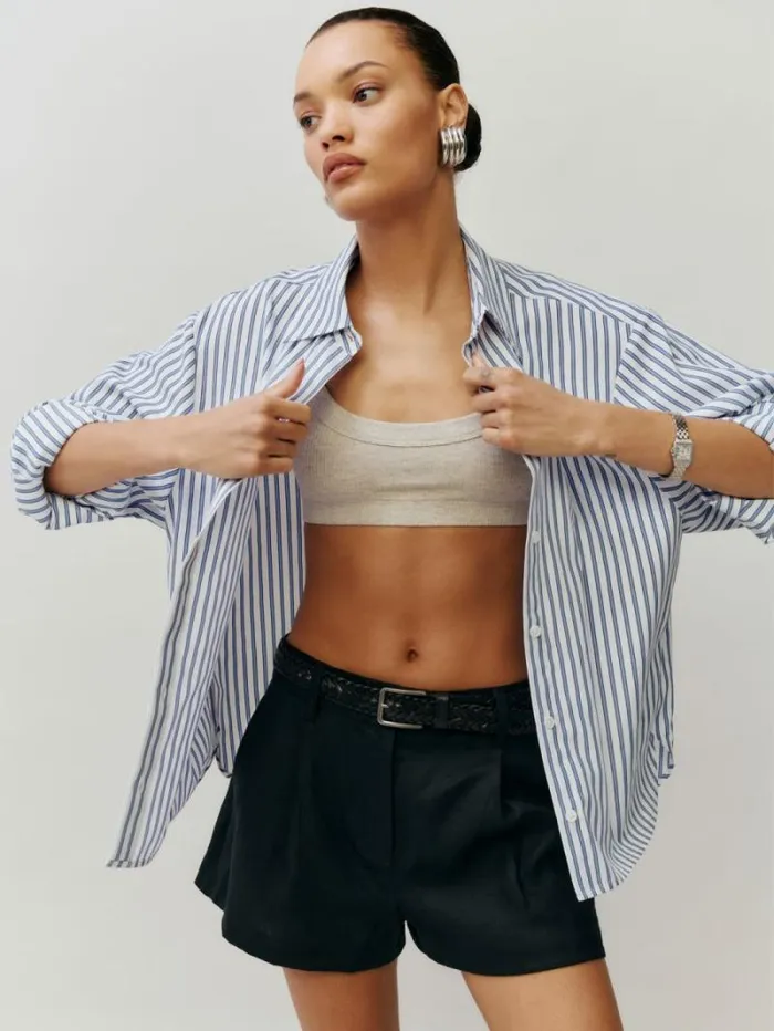 The Reformation Andy Oversized Shirt Baby Blue Stripe 8211 Clothing