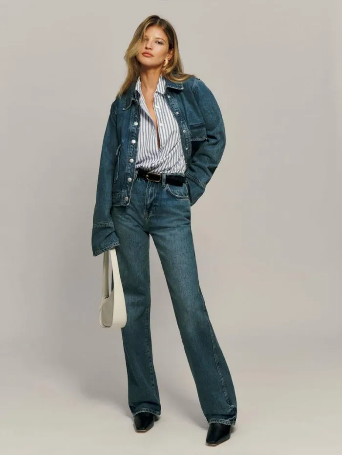 The Reformation Andy Oversized Shirt Baby Blue Stripe 8211 Clothing