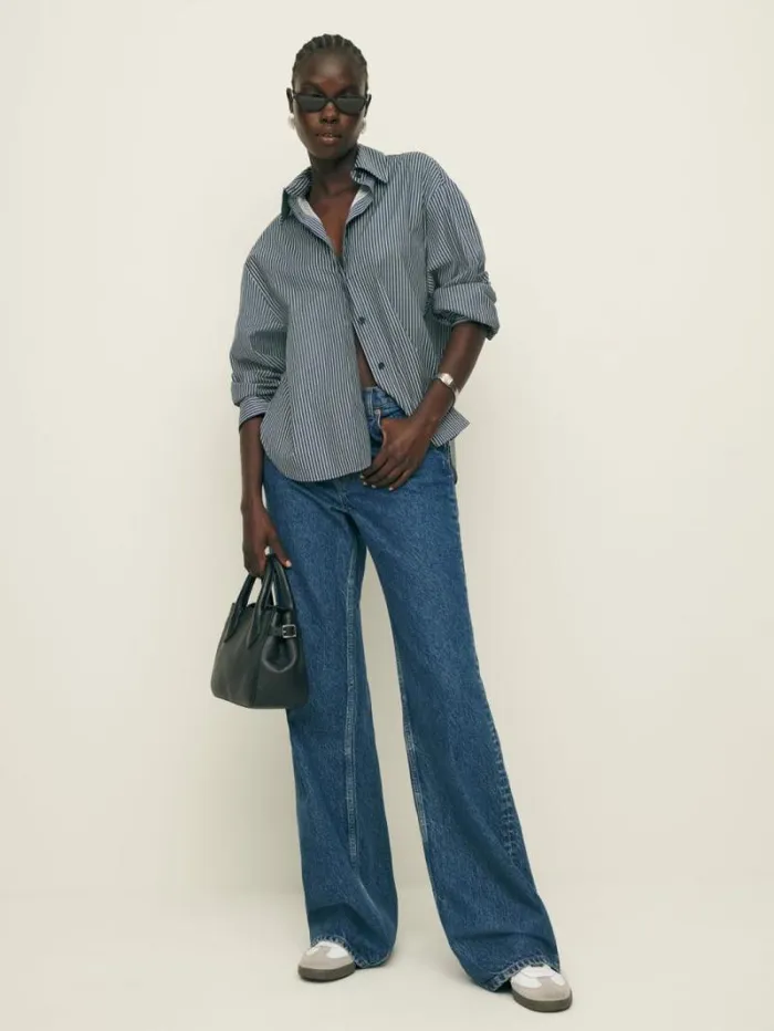 The Reformation Andy Oversized Shirt Long Island Stripe 8211 Clothing