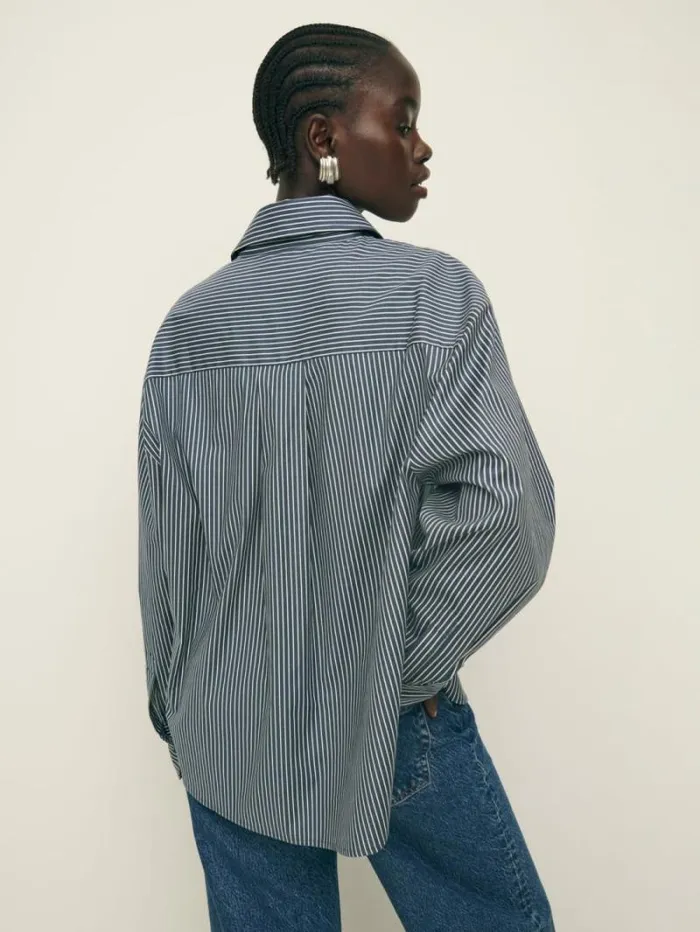 The Reformation Andy Oversized Shirt Long Island Stripe 8211 Clothing