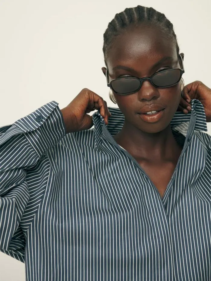 The Reformation Andy Oversized Shirt Long Island Stripe 8211 Clothing