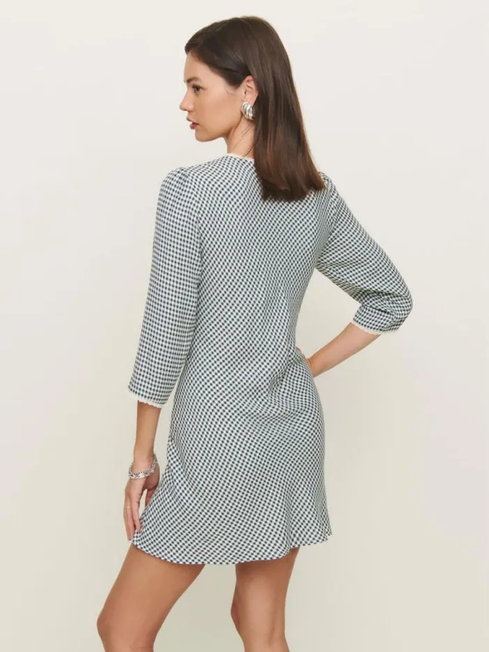 The Reformation Arlie Dress Slate Check 8211 Clothing