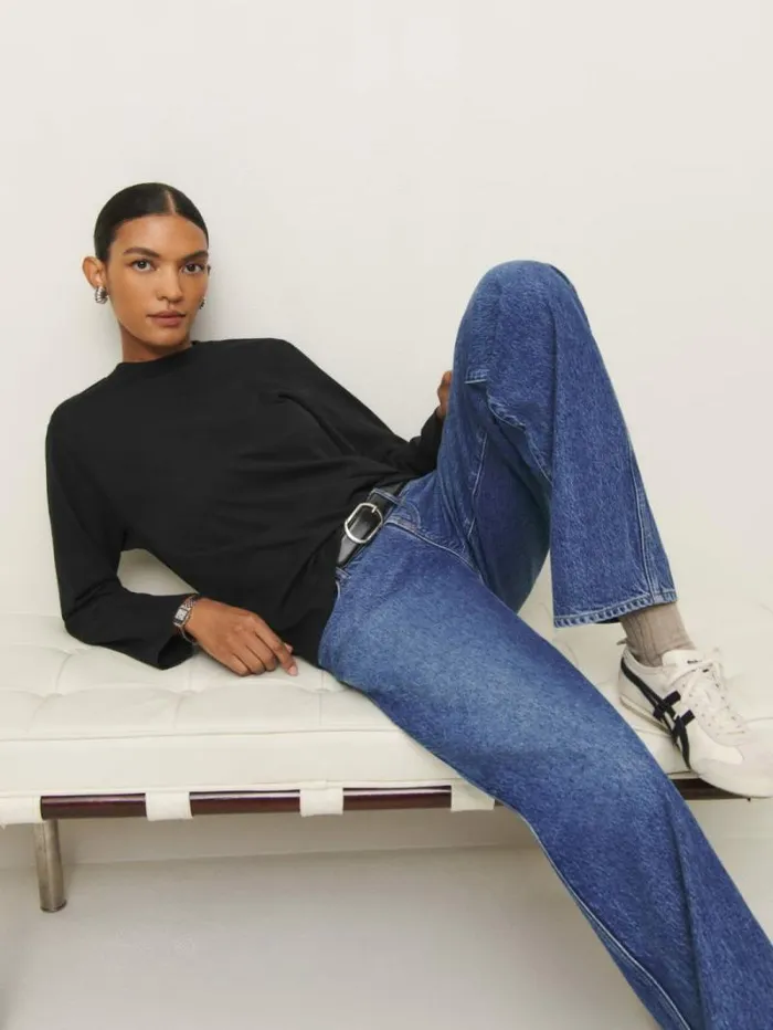 The Reformation Asher Oversized Long Sleeve Tee Black 8211 Clothing