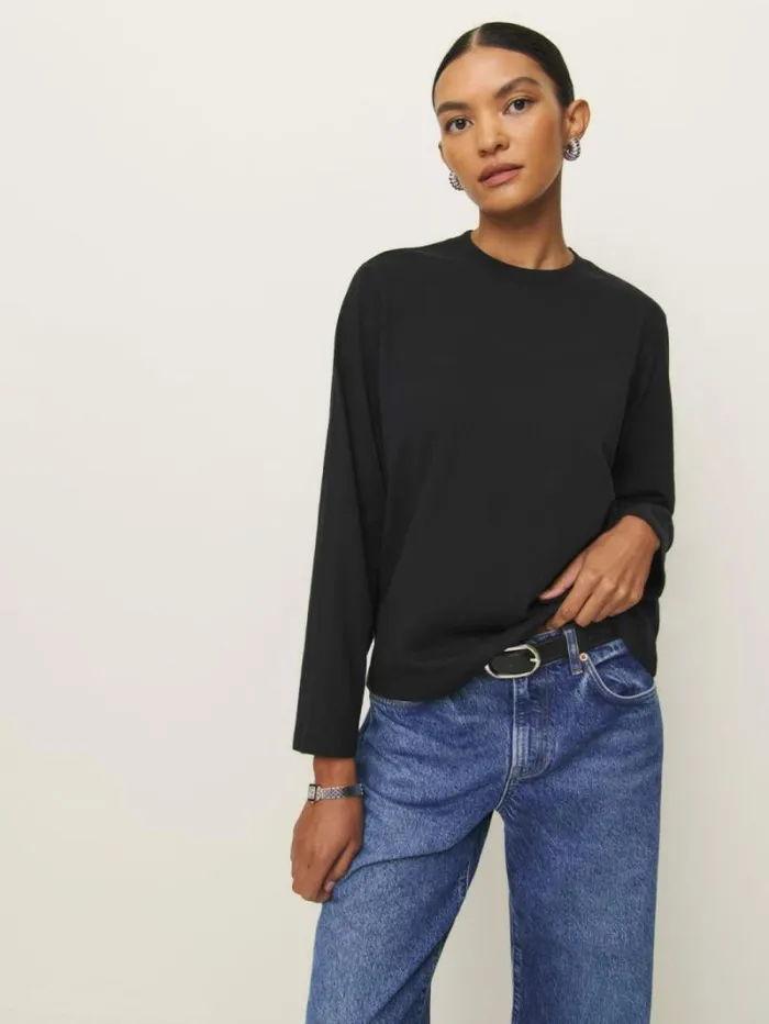 The Reformation Asher Oversized Long Sleeve Tee Black 8211 Clothing
