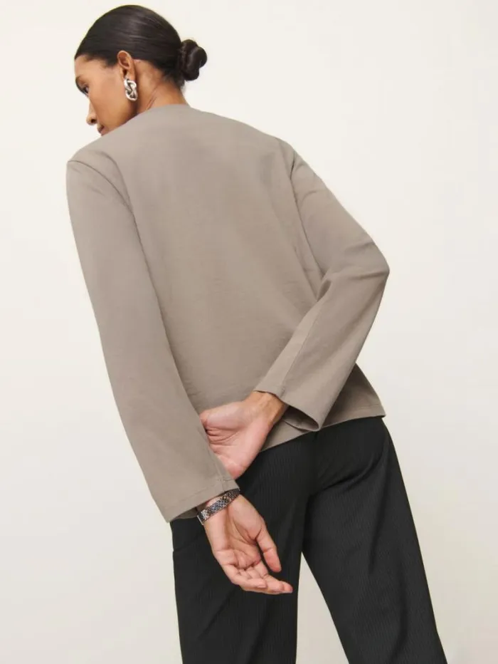 The Reformation Asher Oversized Long Sleeve Tee Taupe 8211 Clothing