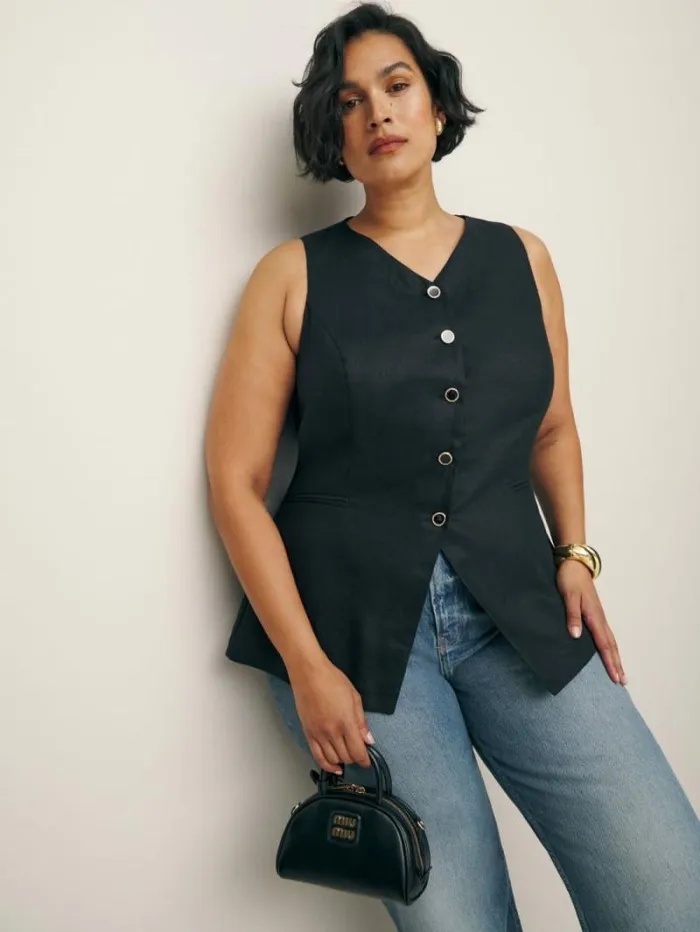 The Reformation Aspen Linen Top Es Black 8211 Clothing