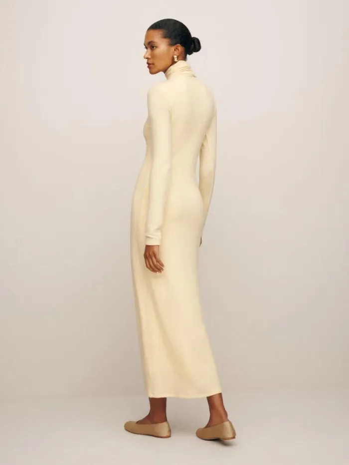 The Reformation Azure Knit Dress Custard 8211 Clothing