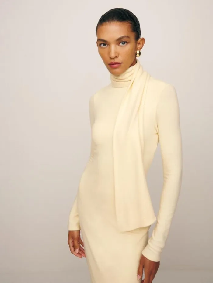 The Reformation Azure Knit Dress Custard 8211 Clothing