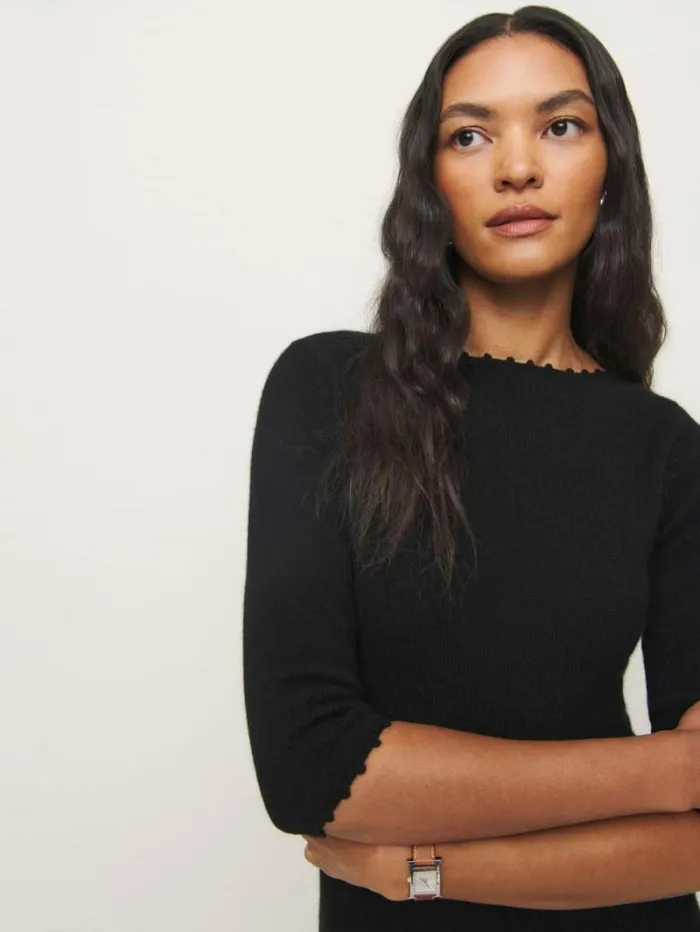 The Reformation Baez Cashmere Mini Dress Black 8211 Clothing