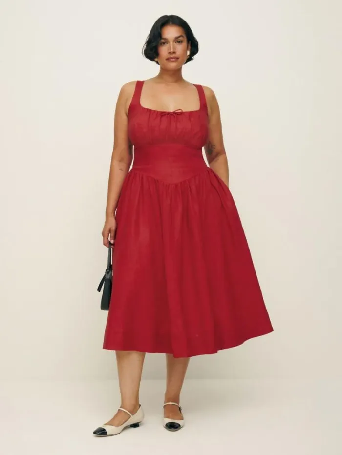 The Reformation Balia Linen Dress Es Sundried Tomato 8211 Clothing