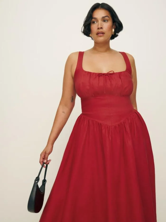 The Reformation Balia Linen Dress Es Sundried Tomato 8211 Clothing