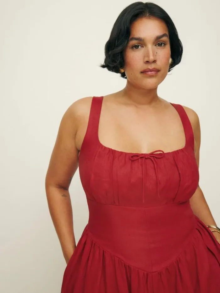 The Reformation Balia Linen Dress Es Sundried Tomato 8211 Clothing