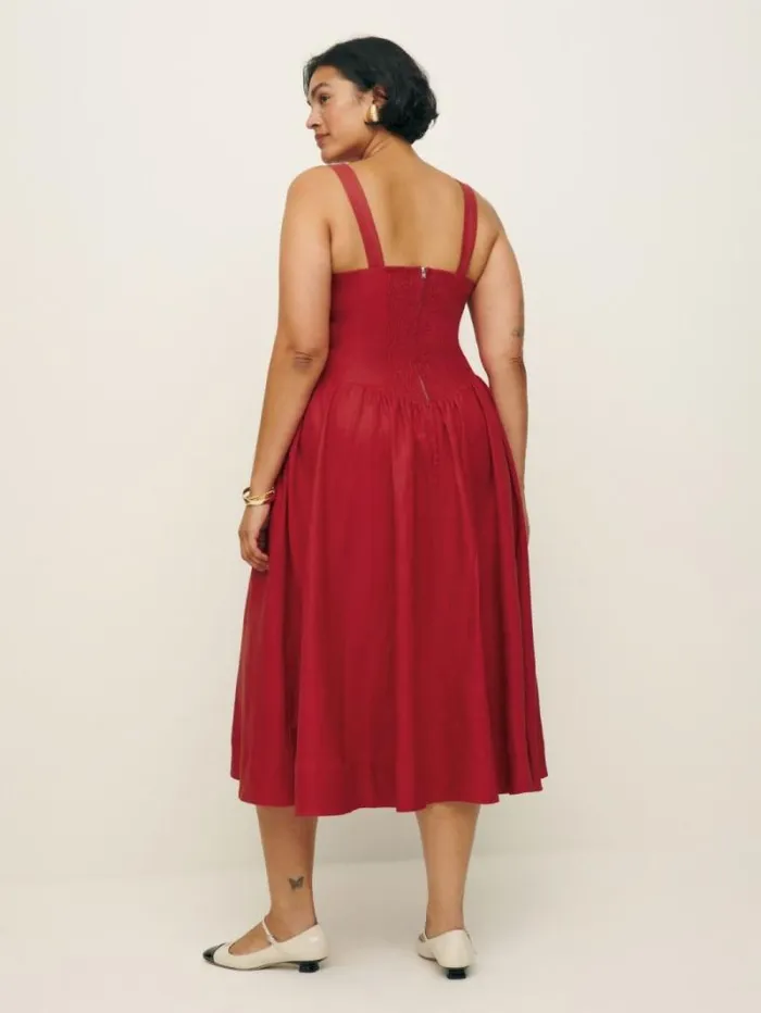 The Reformation Balia Linen Dress Es Sundried Tomato 8211 Clothing