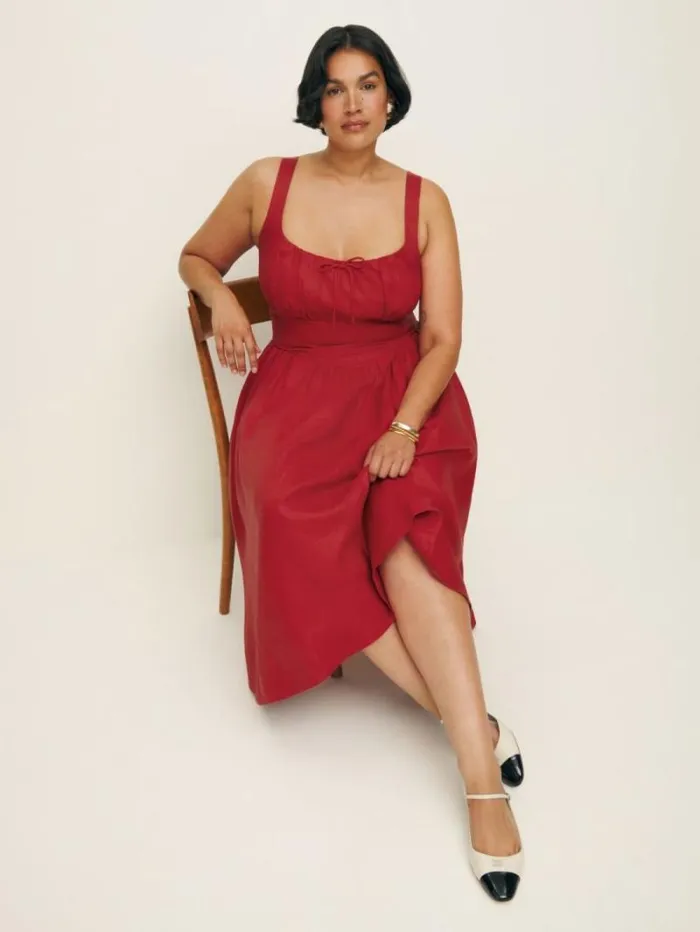 The Reformation Balia Linen Dress Es Sundried Tomato 8211 Clothing