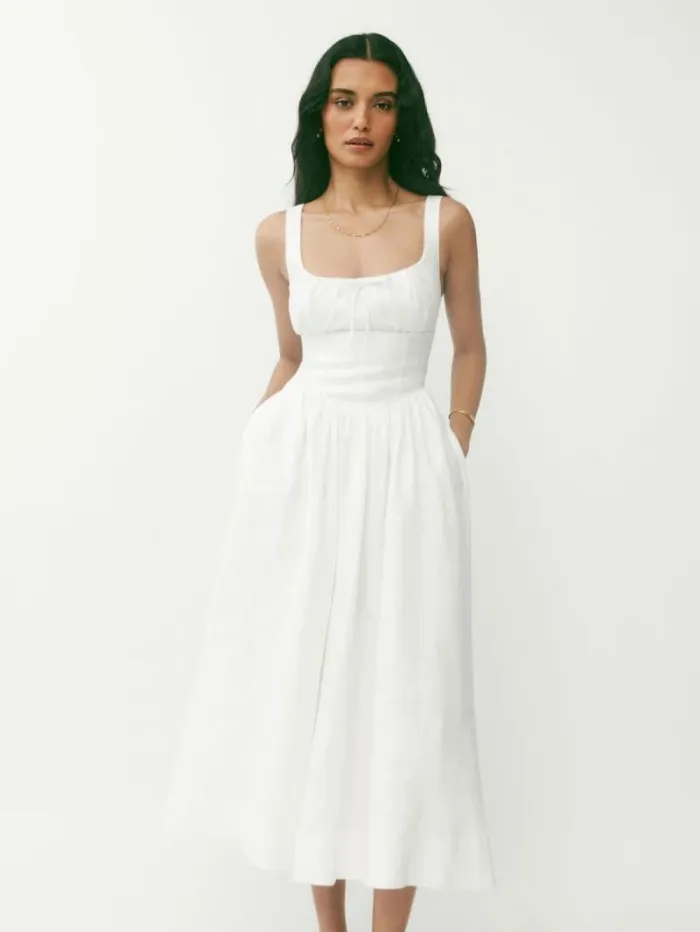 The Reformation Balia Linen Dress White 8211 Clothing