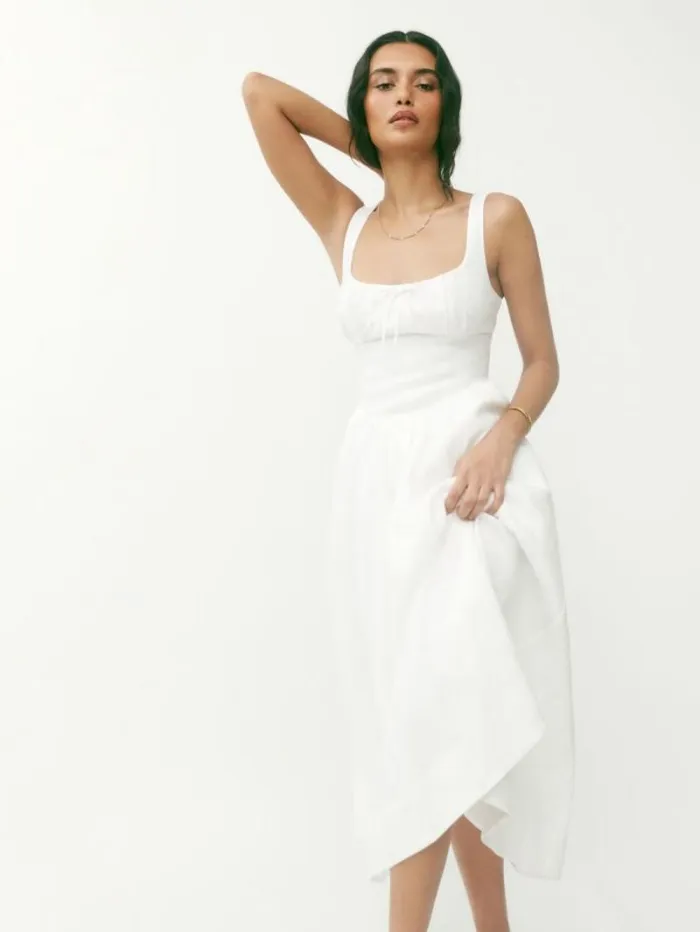 The Reformation Balia Linen Dress White 8211 Clothing