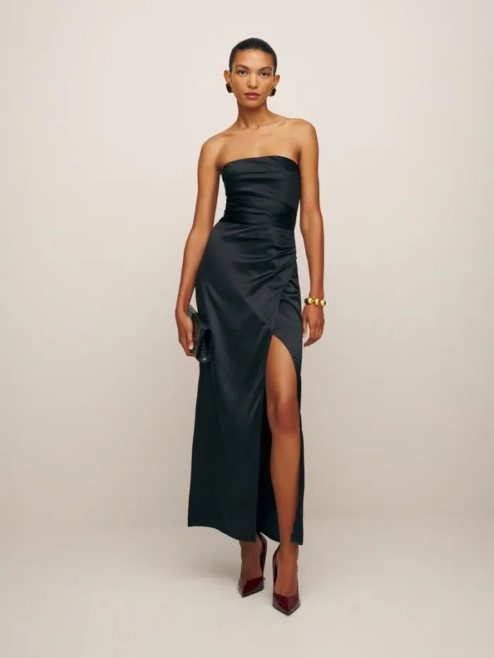 The Reformation Barrow Silk Dress Black 8211 ClothingWeddings