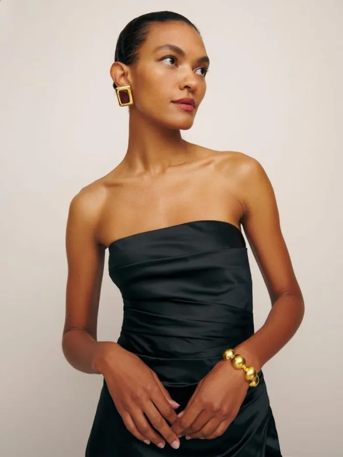 The Reformation Barrow Silk Dress Black 8211 ClothingWeddings